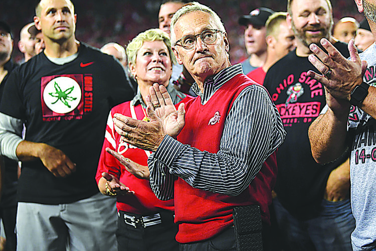Lt. Gov. Jim Tressel puts his sweater-vest on the line ahead of Michigan showdown